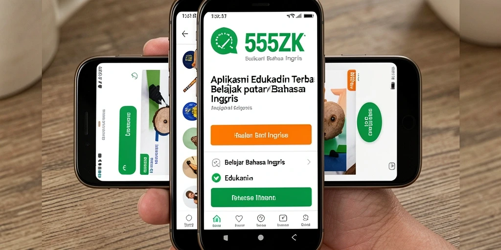 Tampilan antarmuka aplikasi 555ZK untuk belajar Bahasa Inggris.