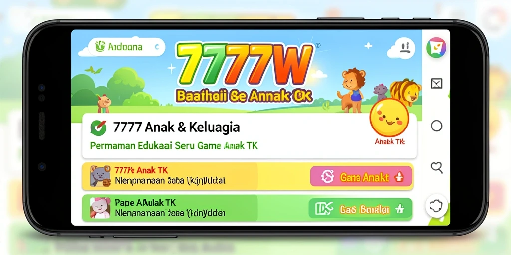 Antarmuka ceria dan menarik di aplikasi Game Anak TK 7777W.