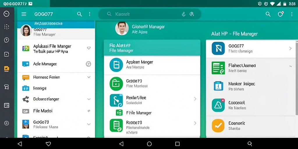 Tampilan utama aplikasi GOGO77 yang menampilkan fitur manajemen file.