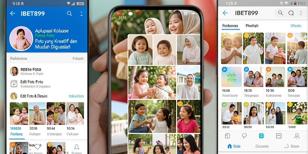 Tampilan antarmuka kreatif dari aplikasi Kolase Foto IBET899.
