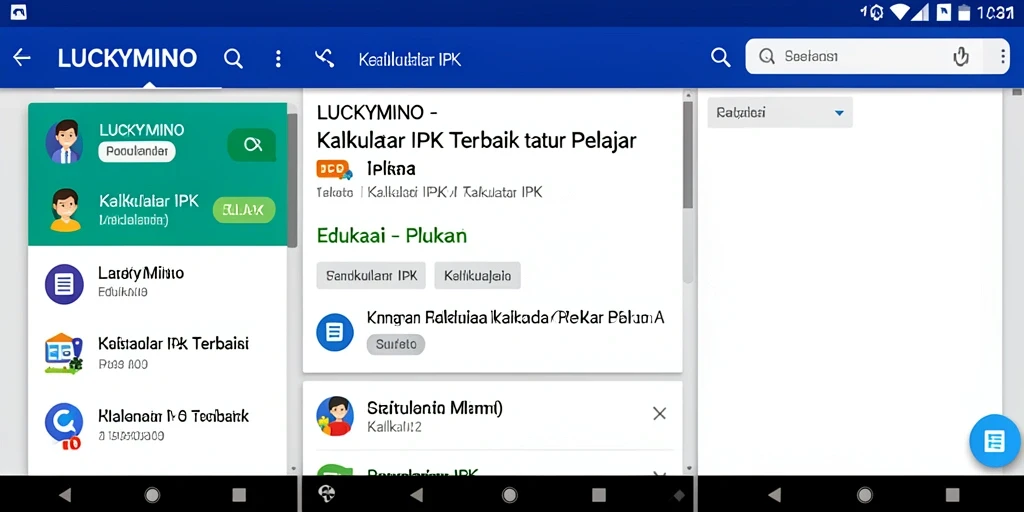 Antarmuka sederhana LUCKYMINO menampilkan fungsi Kalkulator IPK dengan jelas.