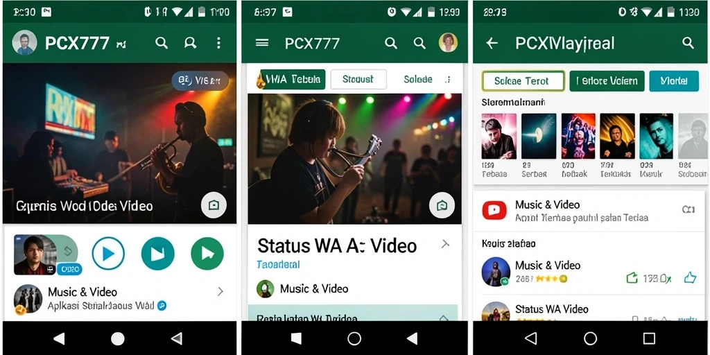 Tampilan antarmuka PCX777 untuk pembuatan status video yang menarik.