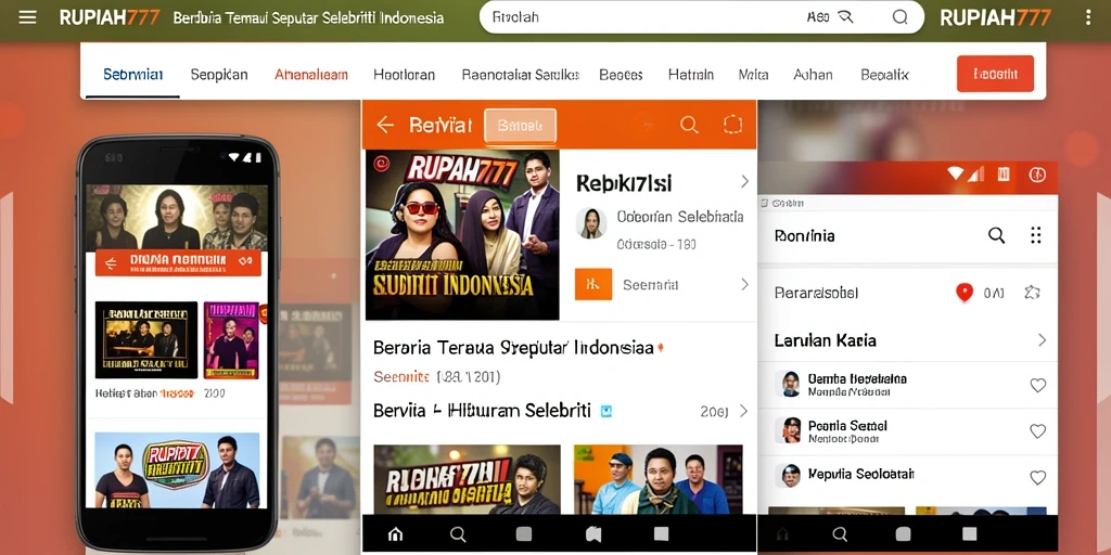 Antarmuka RUPIAH777 menampilkan berita selebriti terkini dengan gaya menarik.