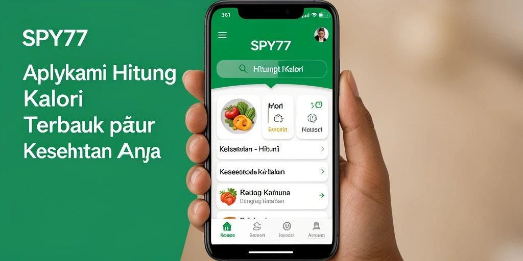 Screenshot aplikasi SPY77 menampilkan fitur Hitung Kalori yang informatif.