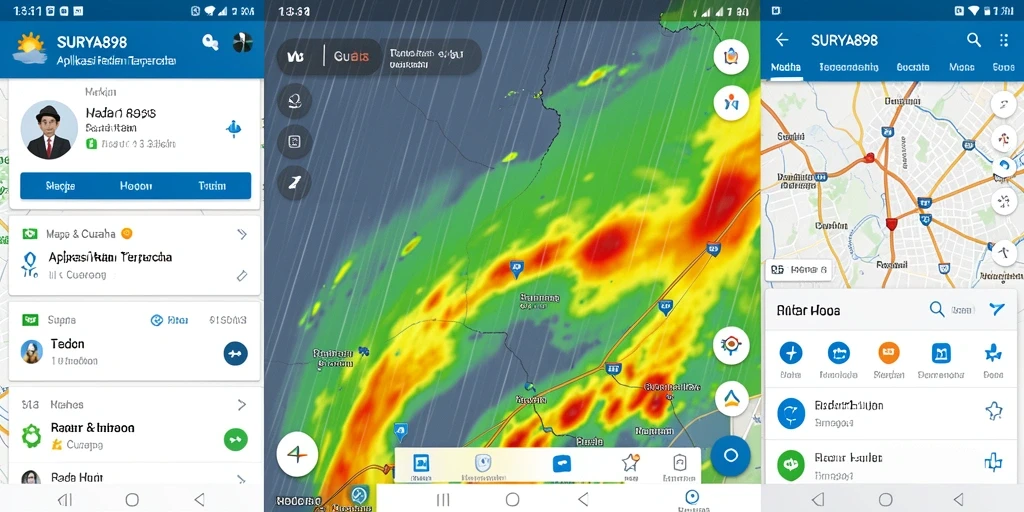 Antarmuka utama aplikasi SURYA898 menampilkan data radar hujan yang jelas.