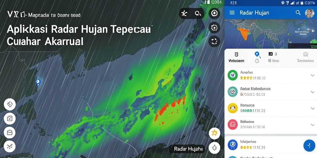 Antarmuka intuitif V21 untuk memantau radar hujan secara real-time.