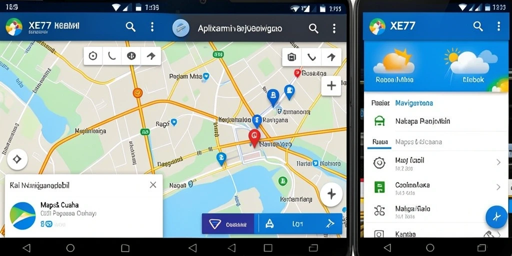 Tampilan antarmuka XE77 yang intuitif untuk navigasi mobil.