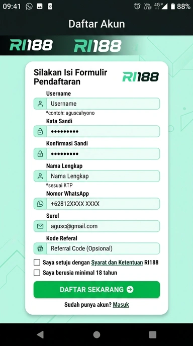 Cara Mudah Daftar Akun ri188 Untuk Pengguna Android