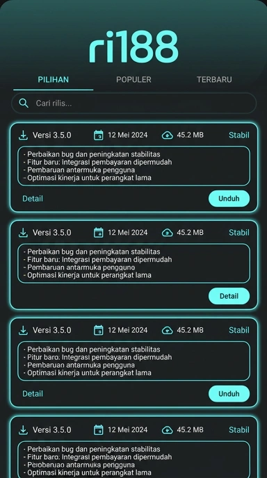 Riwayat Versi ri188 untuk Pengguna Android